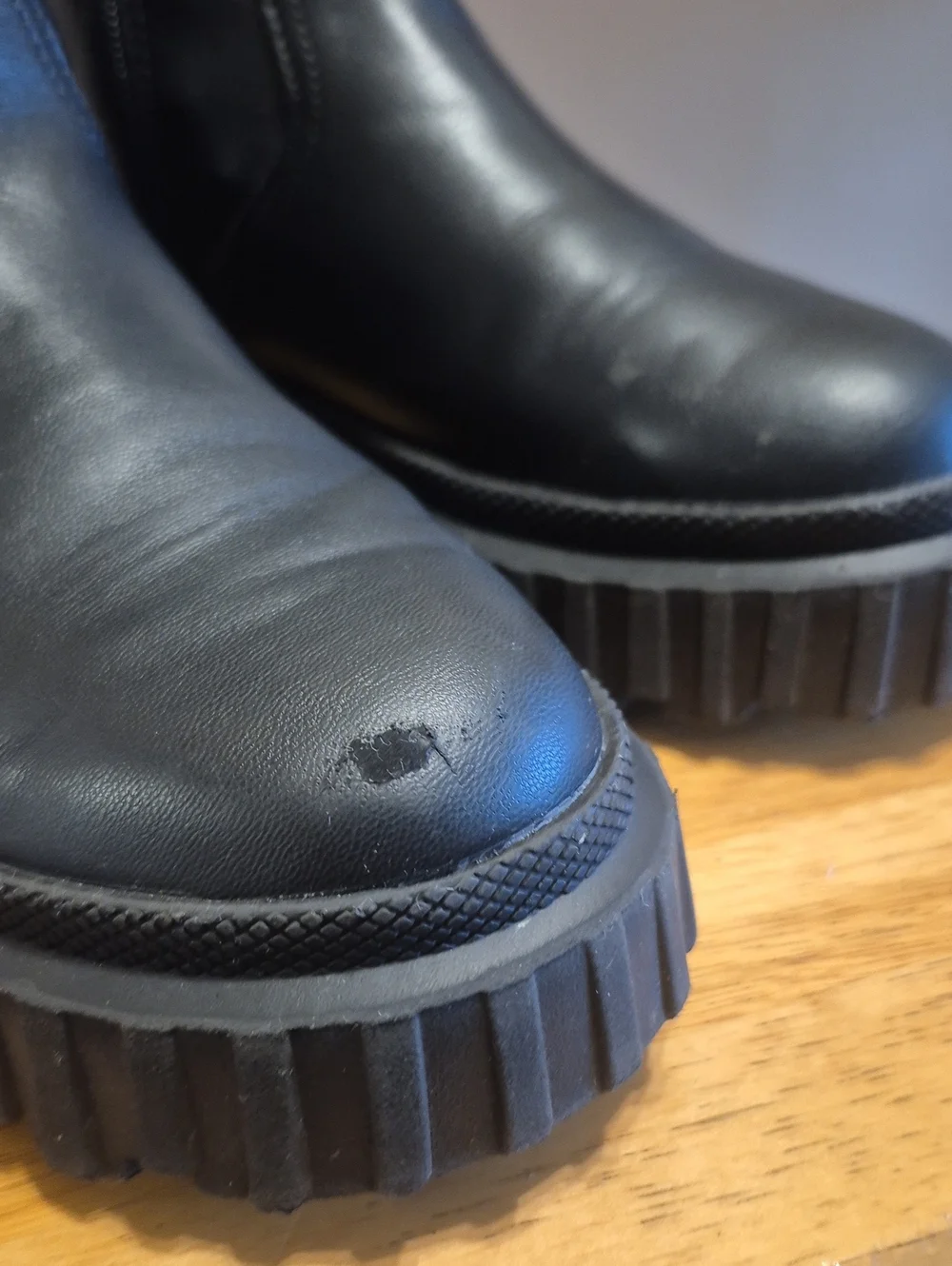 Zara Black Chuncky Platform Boots Zipper Closure